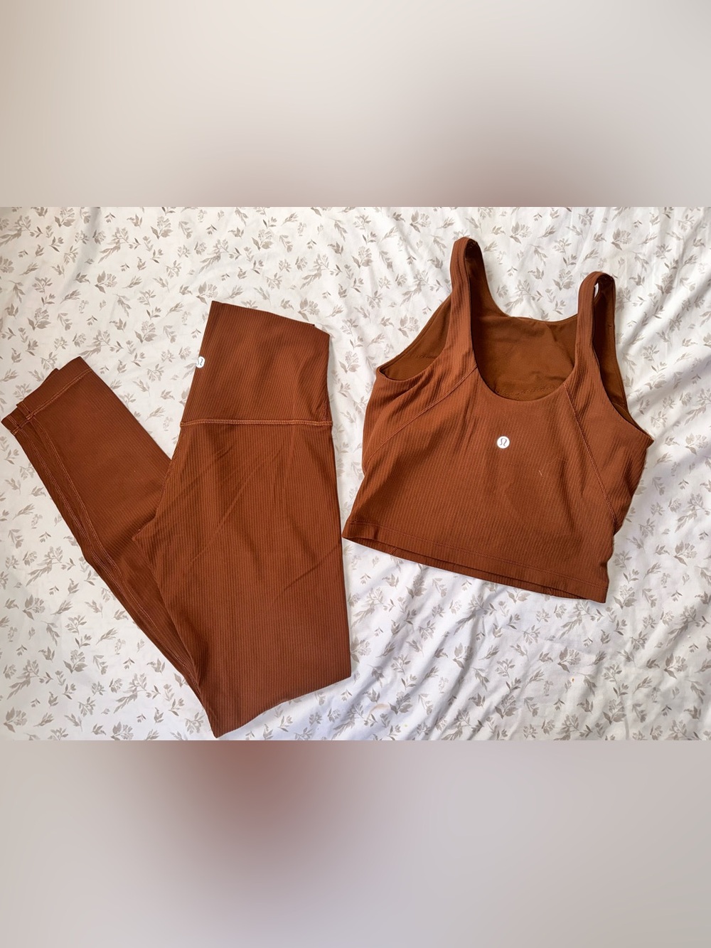 lululemon athletica Ribbed Crop Tank & Leggings Set - Copper Brown
